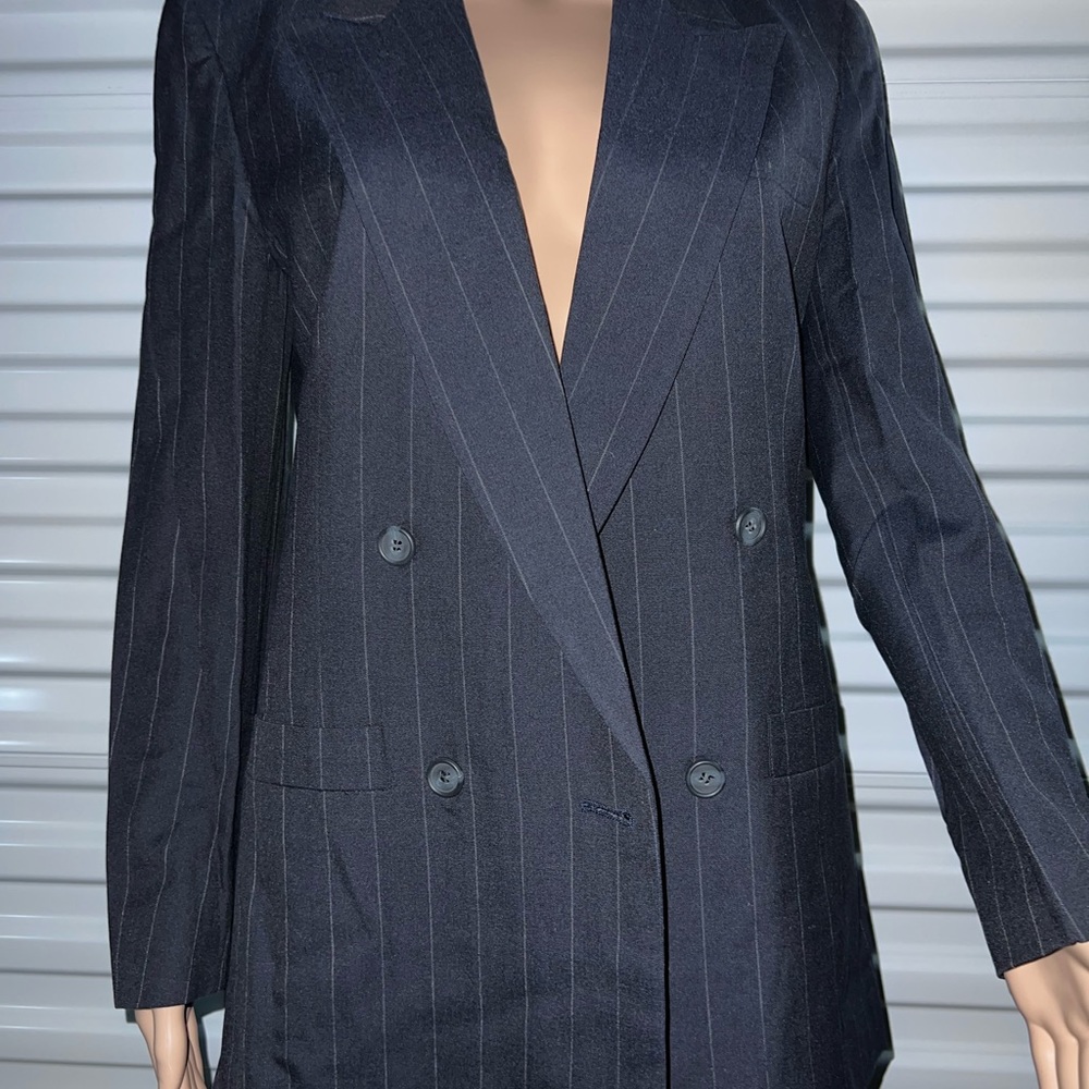Navy blue / gray 2 piece skirt suit S
